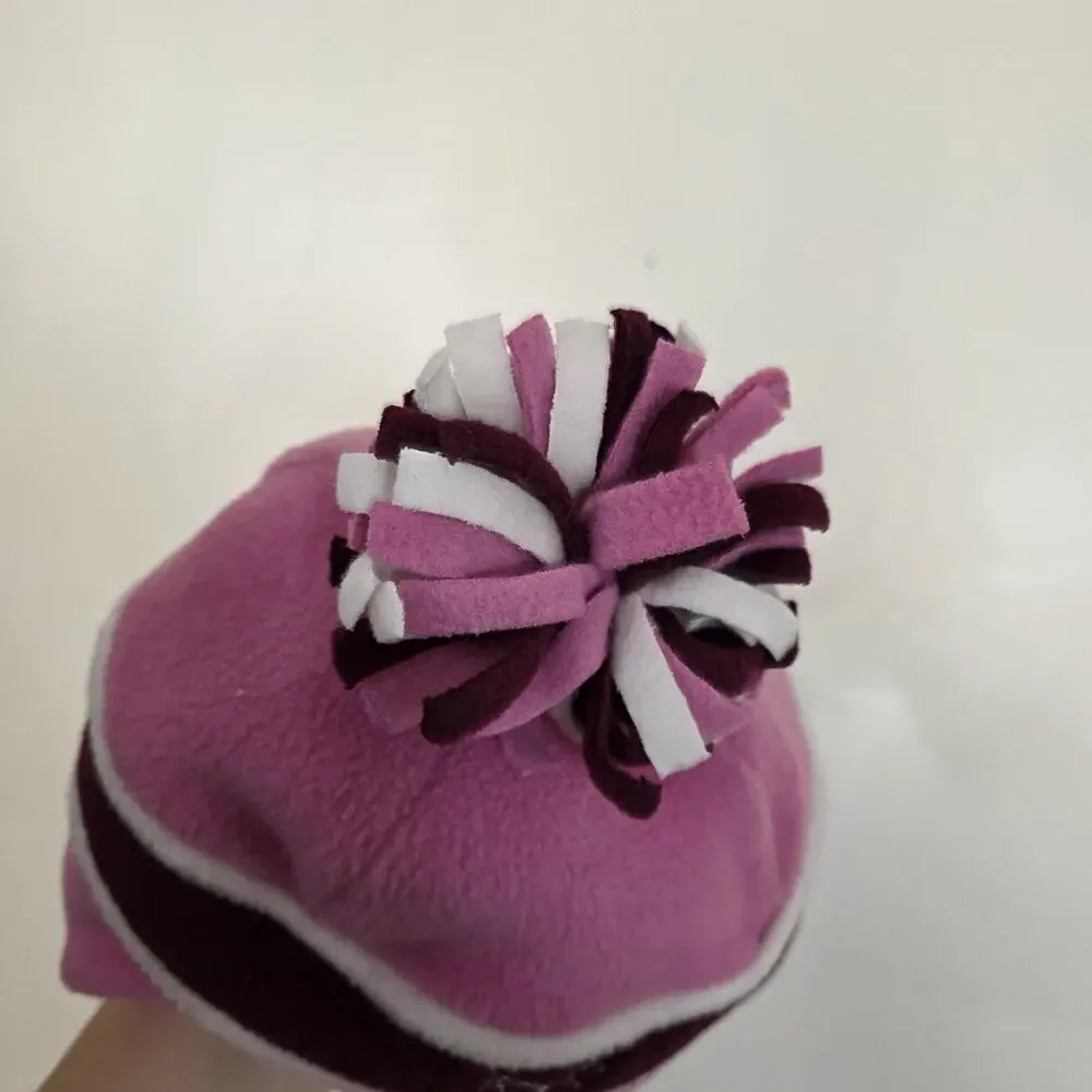 The Childrens Place Winter Hat 18-24M Chin Strap Pom Pom Fleece Heart Y2K Vtg